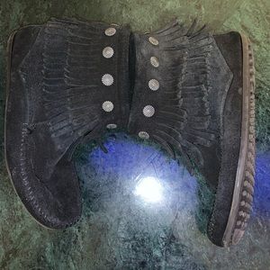 Minnetonka black booties